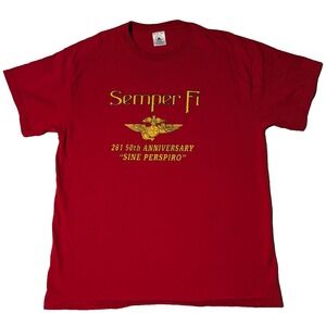VTG USMC Semper Fi 261st 50th Anniversary "SINE PERSPIRO" T-Shirt -‎ Men Large